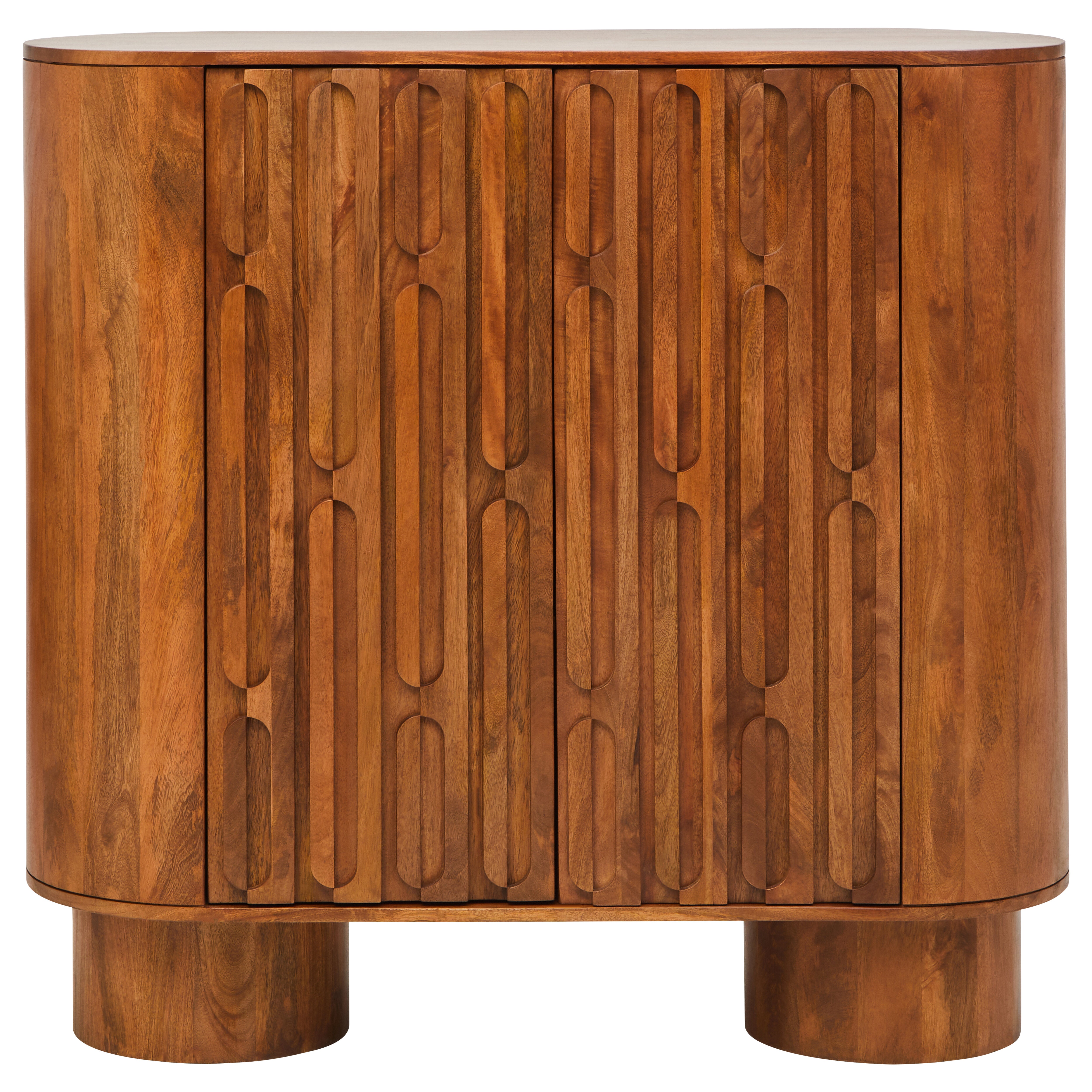 Chiara Carved Brown Mango Wood Cabinet